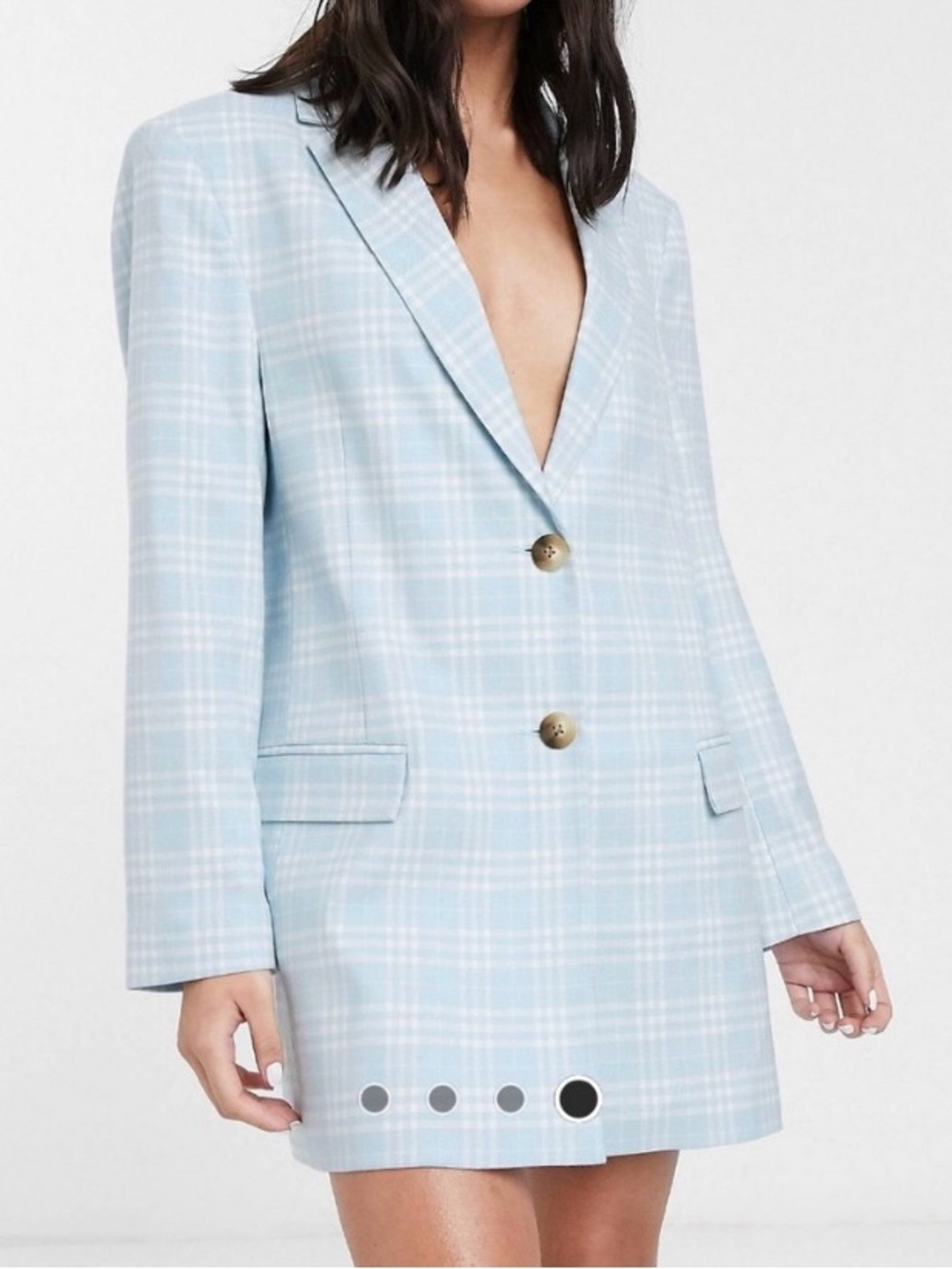 NWT ASOS Oversized Blazer in Blue/White Plaid, Size 6 - Picture 3 of 9